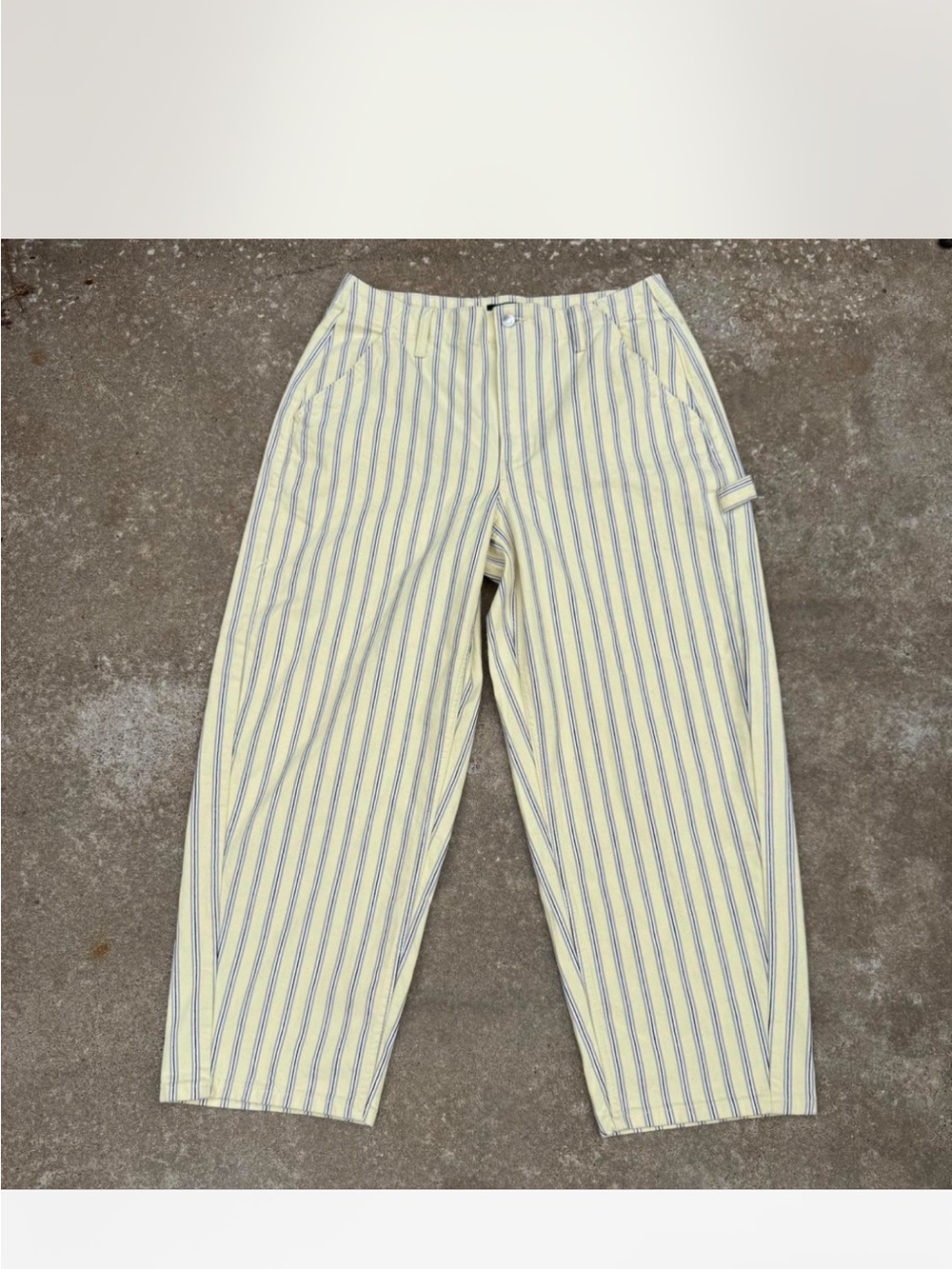 Striped Yellow barrel jeans for Women
